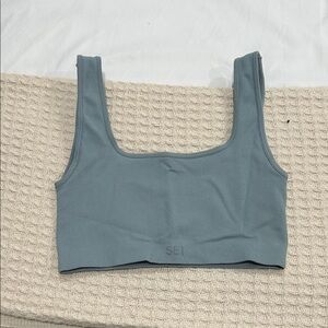Women's Ribbed Blue Sports Bra